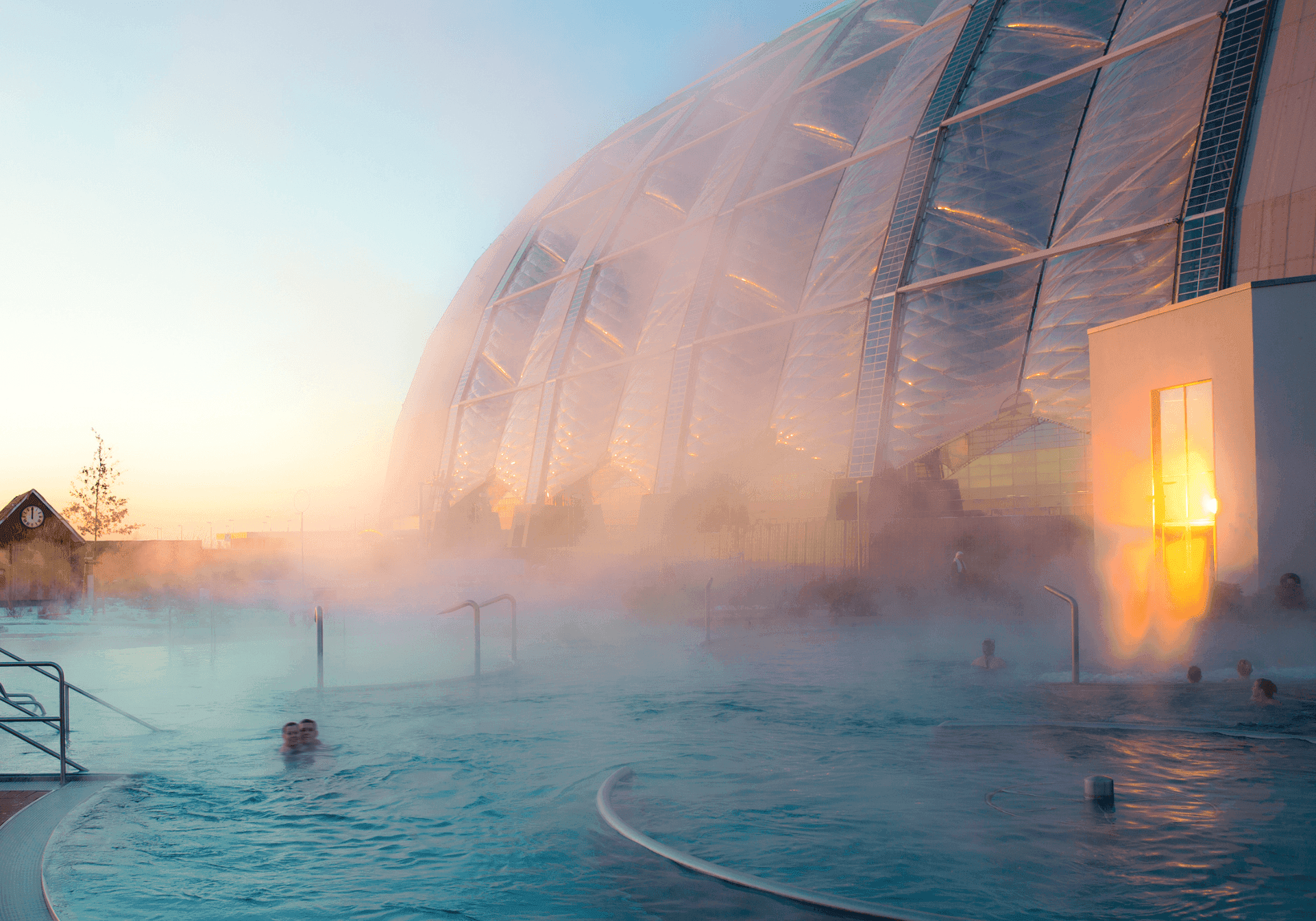 Tropical islands outdoor pool at night